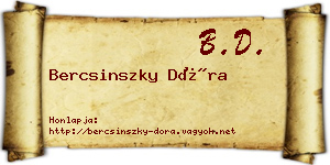 Bercsinszky Dóra névjegykártya